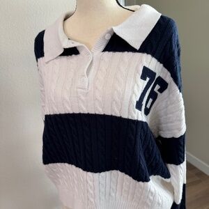 No Boundaries Cable Knit Collared Pullover